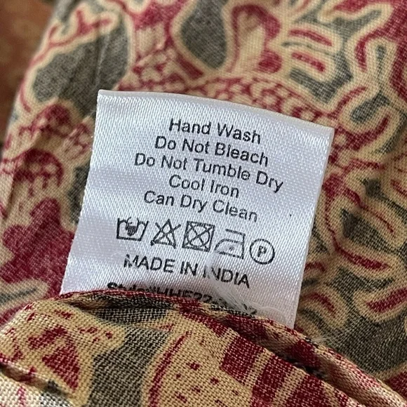 House of Harlow 1960 Jaipur Print Boho Abstract Floral Blouse Top Sz L Black Red - Picture 14 of 16